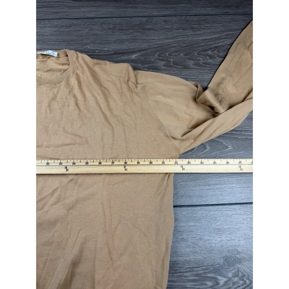 Tomas G Mens Sweater Long Sleeve Crew Neck Cotton Tan L